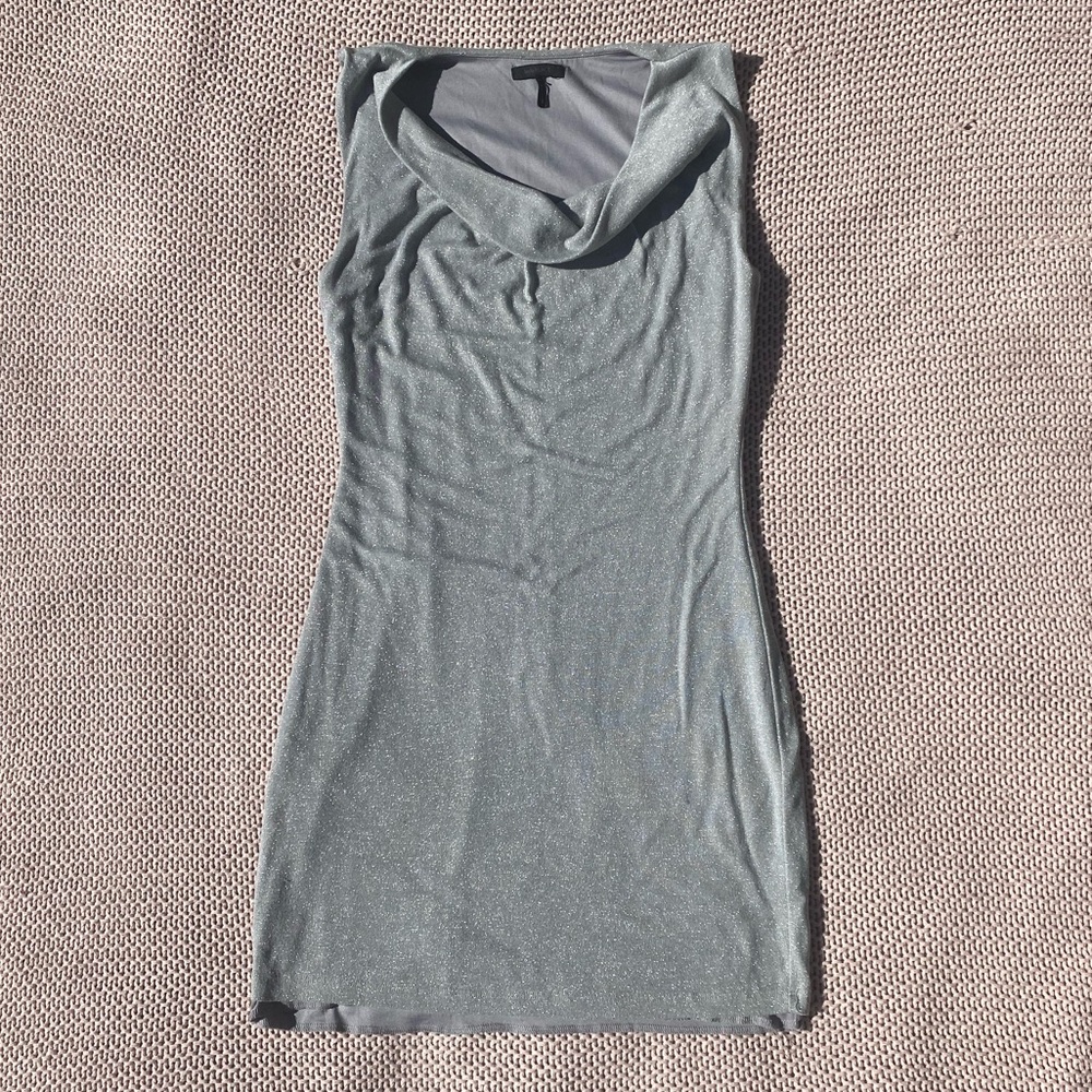 ✰ silver cowls neck sleeveless mini dress ✰